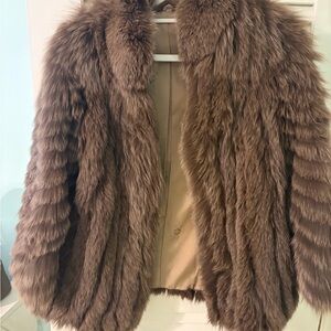 Saga Fur Brown Faux Fur Coat